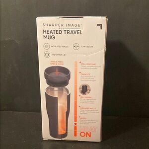 New In Box Sharper Image USB Powered Heated Mug, Double Insulated, Heated Base